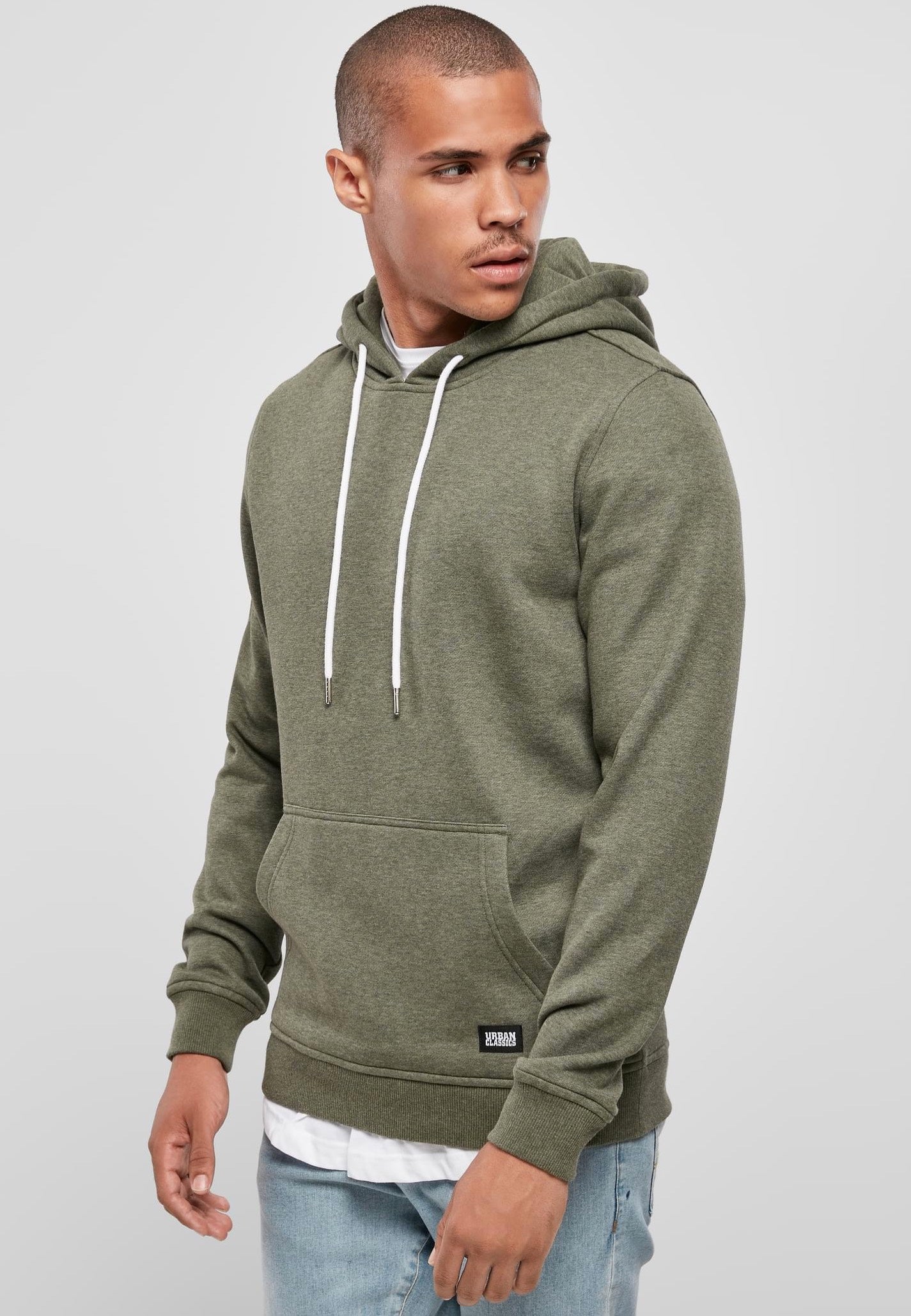 Urban Classics - Basic Melange Darkgreen Melange - Hoodie | Men-Image